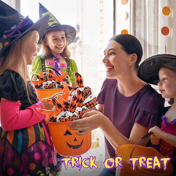 100 stk. Halloween slikposer, børns trick or treat poser, gaveposer, søde kaninører små Halloween kager plastik gaveposer