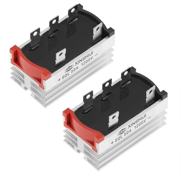 2 stk. Trefaset Diode Bro Ensretter 50 Amp 1200v Aluminium Høj Effekt Diode Bro Ensretter Trefaset