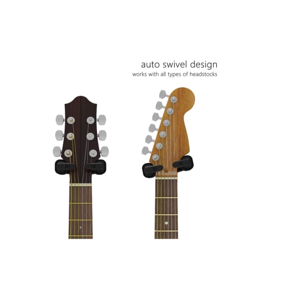 2-pack. Väggfäste för gitarr med krok för elgitarr, akustisk gitarr, bas, ukulele