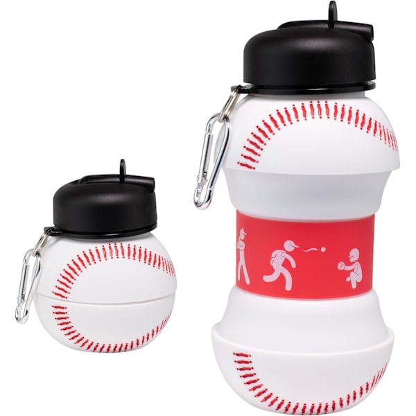 Clip-On Hopfällbar BPA-fri Silikon Baseboll Vattenflaska för Barn, 532 ml