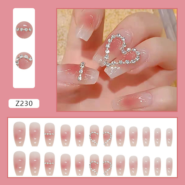 24 stk rosa iskrystaller, gjennomskinnelige diamanter, kjærlighetsspleising, bærende negler, lyse diamanter, korte negler, gelnegler, ballettnegler, negleplate