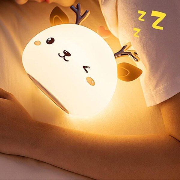 Älg LED Nattlampa för Barn, Portabel Baby Nattlampa
