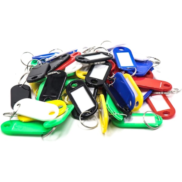 20 pakke holdbare plastiktag nøgleringe, bagagemærke, 5 farver