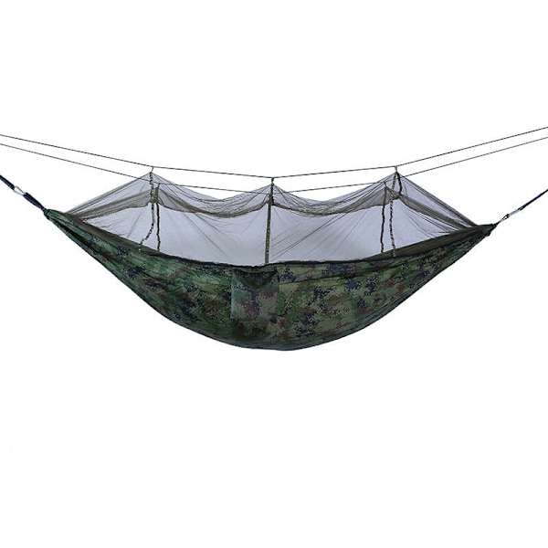 Riippuva riippumatto hyttysverkolla, Ulkopuutarhan riippumatto pressulla, Hammac Riippumatto Tuplariippumatto Riippuva 200 kg Kantavuus (260 x 140 cm) - Camou