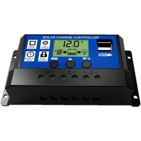 12V/24V Smart Solcellepanel Laderegulator med LCD-skærm og