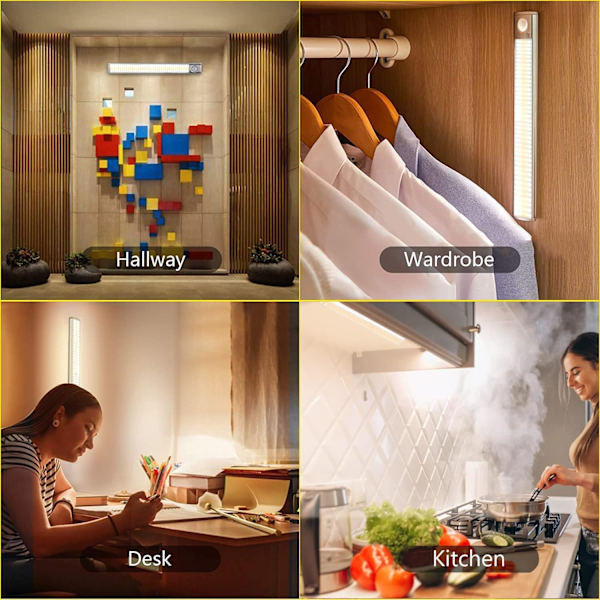 160 LED USB-laddningsbar rörelsesensor inomhus, rörelsesensor skåpbelysning, LED-innerbelysning med detektorlampa P