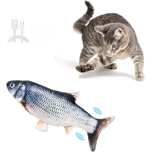 Floppy Fish Kattleksak - Elektrisk Plysch Simuleringsfisk för Innekatter, Interaktiv Tuggleksak & Sparkleksak