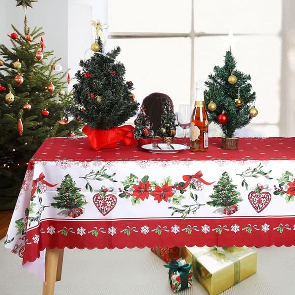 Julduk, julduk dukar för rektangulära bord Fläckbeständig tvättbar rektangulär bordsduk för jul nyår