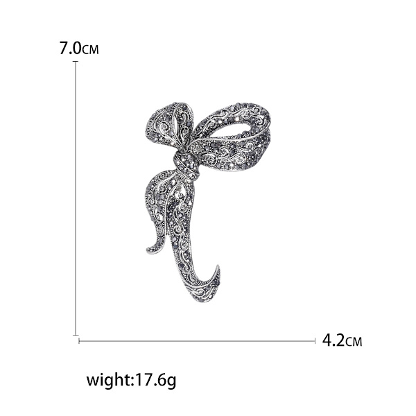 Rhinestone Sort Blomst Broscher Kvinder Vintage Antik Sølv Brosche Pin Elegant Utsøgt Broches