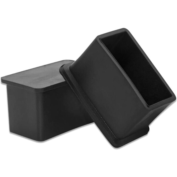 Pakke med 16 rektangulære PVC endestykker - Fleksible for stol/bordben 20mm x 40mm (13/16\" x 1-9/16\") Svart