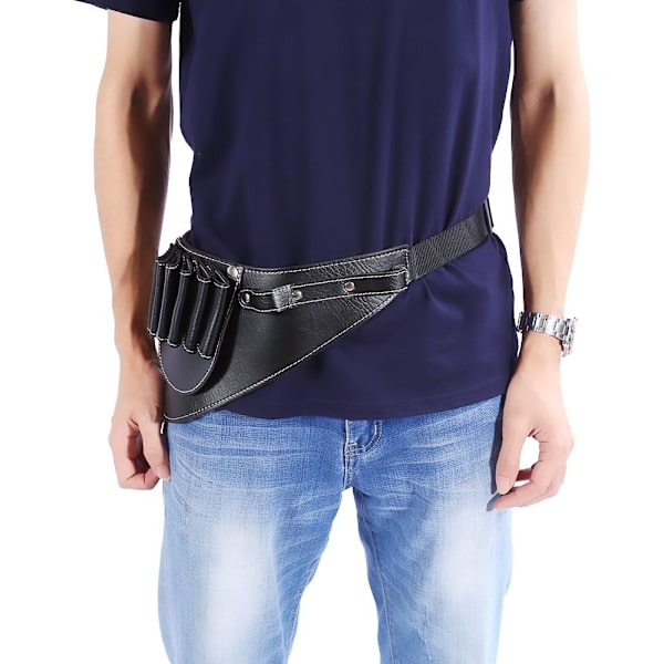 Fodral (43*18cm) med PU-läder Frisörväska Hållare med midja axelrem Läder Saxväska för frisörer