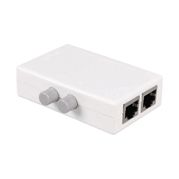 RJ45 Switch Splitter Selector, 2 Port Nettverks Switch Splitter Selector Hub) 1-Ut eller 1-Inn 2-Ut 100m T 2 Veis RJ45 Ethernet Nettverk Sinloon Trykknapp