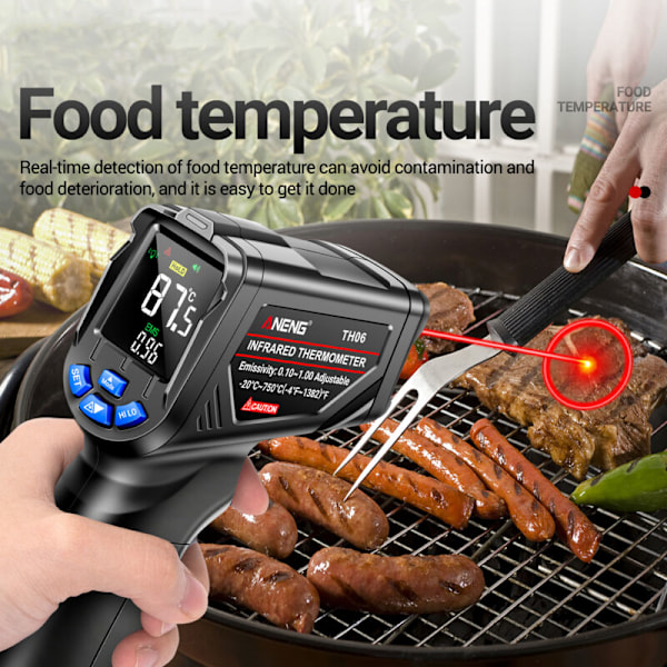 Th06 -20 ℃ / -4 ℉ 1382 ℉ Termometer med omvänd skärm infraröd lasertermometer går 0.1 1.00 Justerbart industriellt sensorinstrumentverktyg