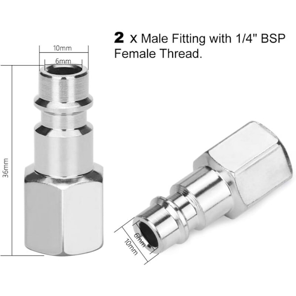10 st 1/4\" kompressorfästen BSP Snabb Pneumatisk Pneumatisk Pneumatisk Anslutningssats Kompressor Lufttillbehör Luftspets Komprimerad Honkontakt
