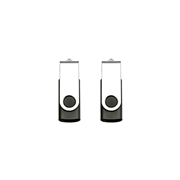 2 stk. (sort) USB-flashdrev 16 GB USB-flashdrev-stik USB-flashdrev-lagerroterende disk til bærbar computer/pc/bil