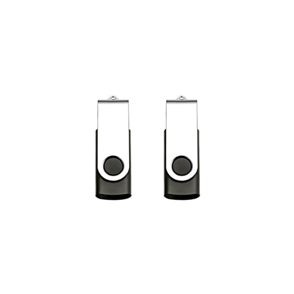 2 STK (sort) USB-flashdrev 16GB USB-flashdrev Stick USB-flashdrev Opbevaring Roterende disk til bærbar/pc/bil