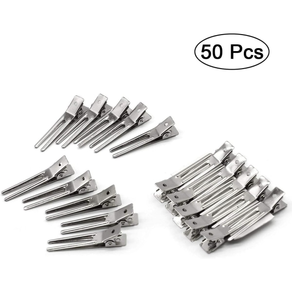 50 pakke frisørkrøller med doble ben (sølv) 4,5 cm Curl Fix S
