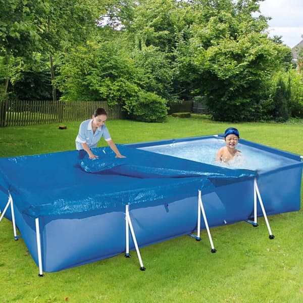 Rektangulär poolöverdrag, poolpresenning, vattentätt tyg, regntätt blått (260*170cm)