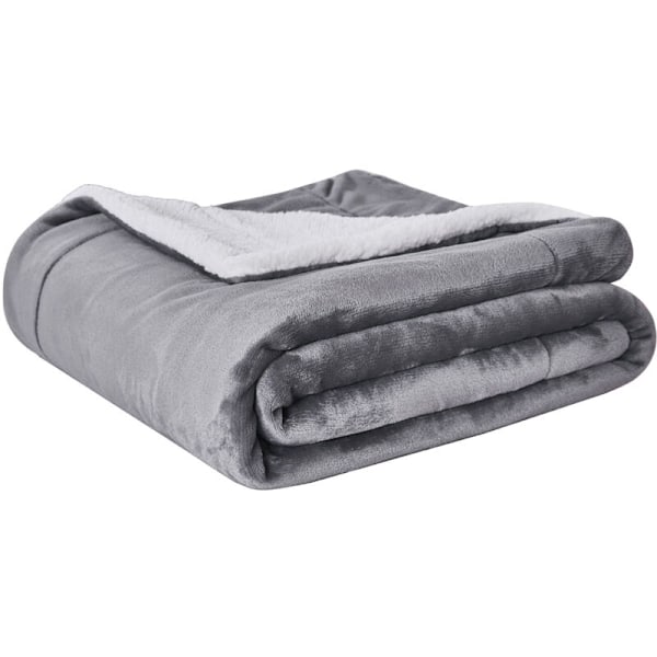 （180x200cm Grå） Pläd Polar Soffa - Vintersofffilt, Pläd Mouton soffa 2 personer mjuk och varm