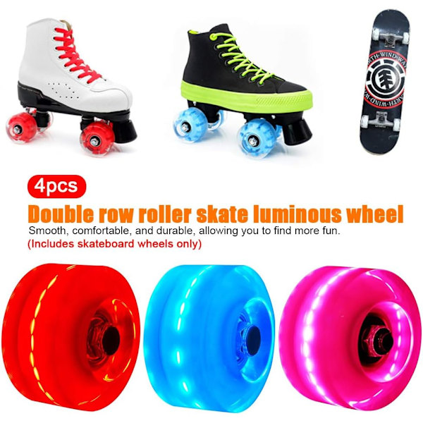4 lysende LED-hjul til rulleskøjter, 5 farver tilgængelige, rulleskøjtetilbehør, lysende skateboardhjul, justerbare hjul til rulleskøjter