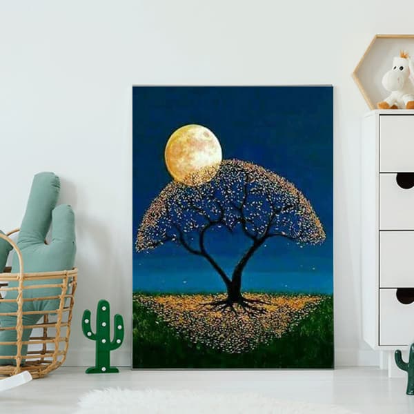 DIY full diamond painting new landscape big tree under the moon