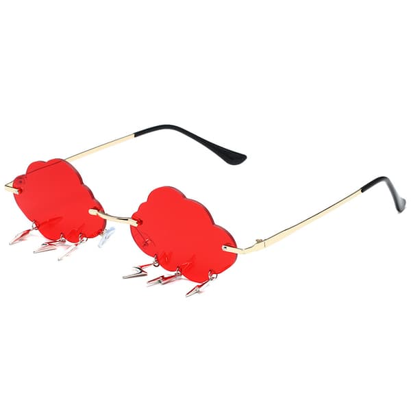 Moderne Cloud Lightning-formede solbriller til kvinder Retro Røde Rimless Punk solbriller til mænd