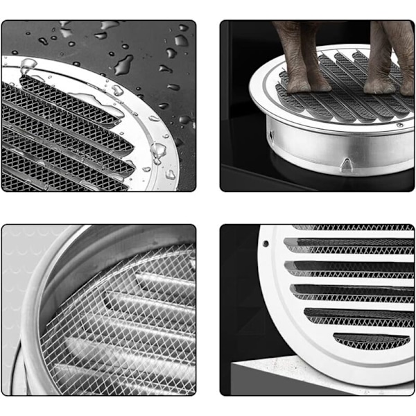 2 dele rund ventilationsrist ventilation 98 mm ventilationsrist i rustfrit stål beskyttelsesrist med insektnet