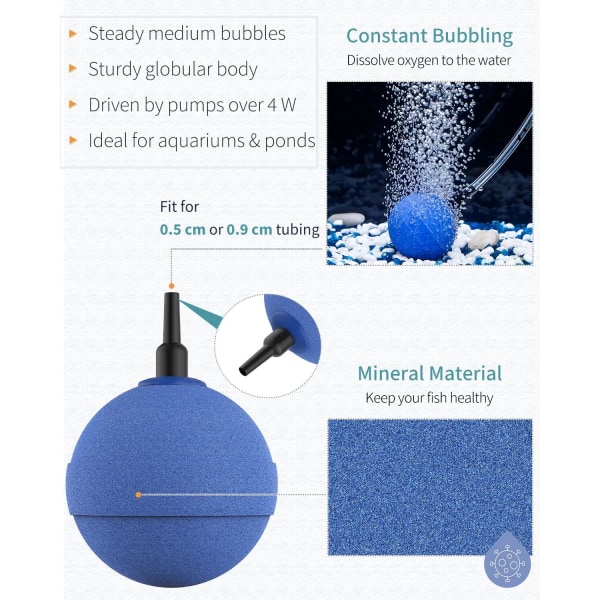 4-pak Aquarium Air Stone Bubbler 5 cm kugleformet bobleudløser T