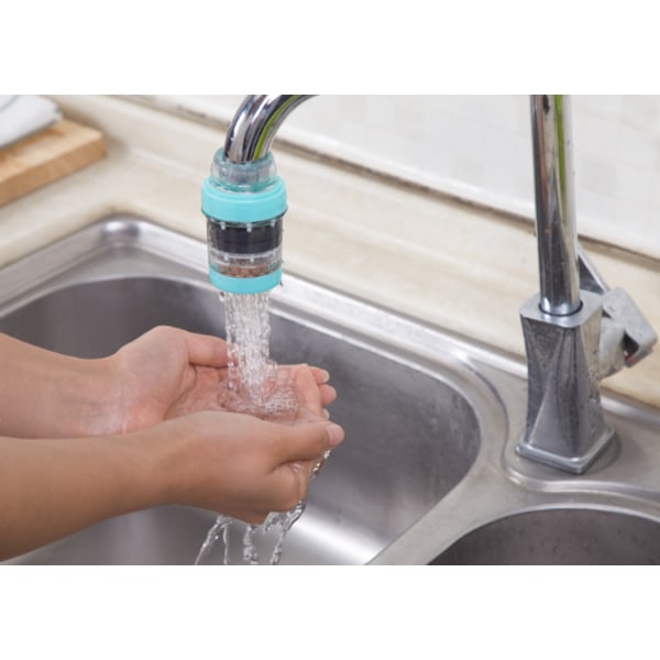 Rosa 4-delad kranvattenfilter, kranreningsfilter, stänksäker PP minikranvattenfilter med ett element