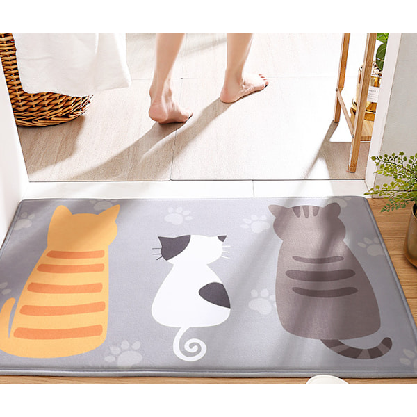 Badrumsmatta halkfri absorberande badrumsgolvmatta katt bak 50*80cm