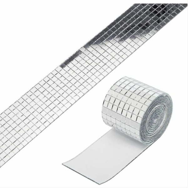 Peilimosaiikkilaatat itseliimautuva DIY koriste-esine, itseliimautuva minineliön muotoiset lasipeililaatat 5x5mm (5 metriä) hopea