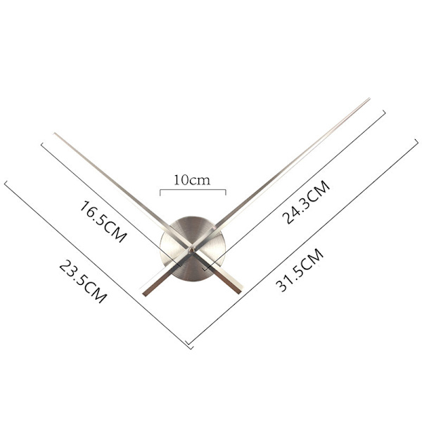 3D klokkehender, DIY store klokkehender nåler veggklokker 3D hjemmekunstdekor kvartsurmekanisme tilbehør (svart)