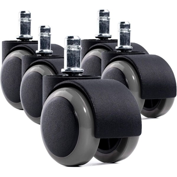 Set med 5 hjul för kontorsstol - Dimension: 11 x 48 mm - hjul för skrivbord lämpliga för hårda golv - 360° rotation