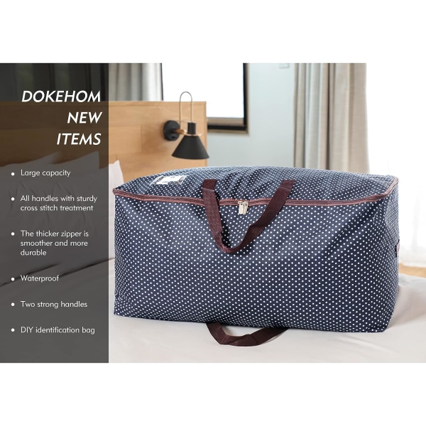100L Tøjposer, (Blå) Tyk Oversized Organizer Opbevaringspose, Rejsetaske