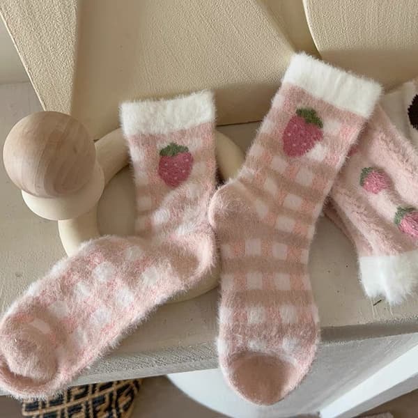 Bløde sokker, fluffy sokker, varme og bløde hjemmesko til vinteren, sokker til at sove i, søde kawaii sokker, 3 par