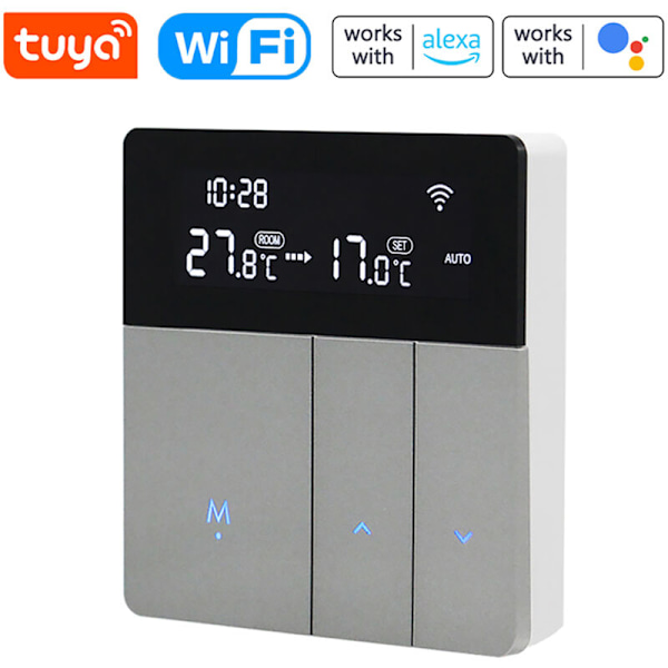 Intelligent temperaturregulator WiFi i8Hgb Tuya Termostat Retro Blændende Automatisk Lysstyrkejustering Hjem Mode/Fraværsapplikationer til Mobil