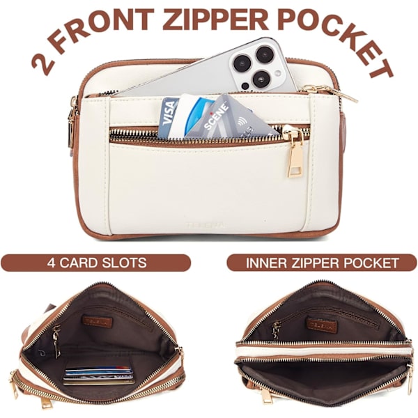 Fanny Packs för kvinnor Cross Body Bag Läder Bältesväska Fashionable Midjeväska med justerbar rem Beige Brun