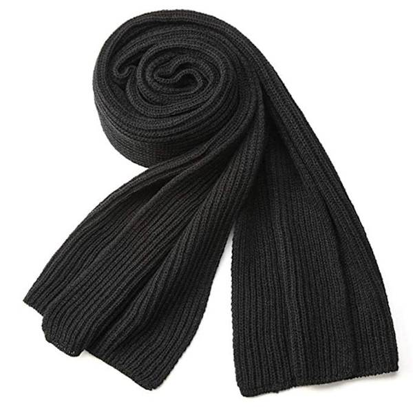 Varm höst- och vinterscarf, unisex enfärgad vinterhalsvärmare stickad garnhalsduk, svart