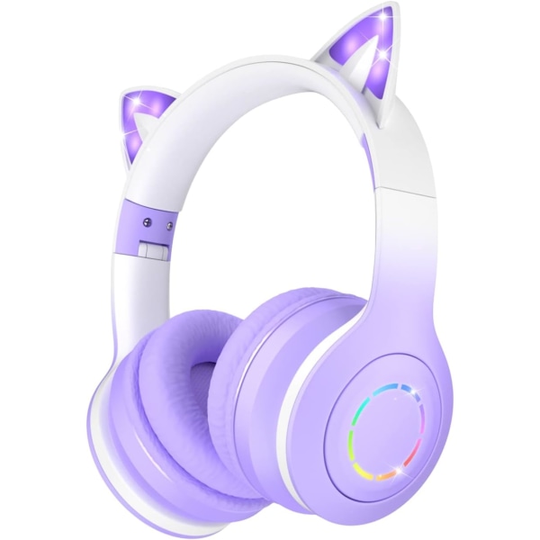 (lila) Bluetooth hörlurar för barn med 85/95dB volymkontroll