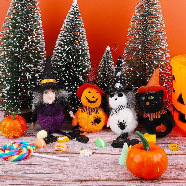 4 st Halloween-dekorationer, spökdocka prydnadshänge, pumpa, spöken, spindlar, fågelskrämma häxelement för utomhusfestival dekor del