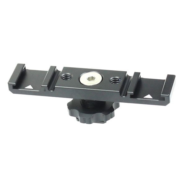 Dubbel varm skofäste konsol Dubbel varm skoförlängningsstång, Aluminiummonteringsplatta Adapter, Dubbel förlängningsvarm sko för LED-videoljus, skärmar