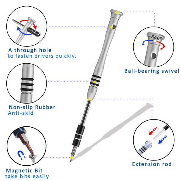 60 in 1 Precision S2 Steel Screwdriver Set with 56 Bits, Electronics Repair Tool Kit for PC, Smartphone, iPad, Laptop and Other Electronics
