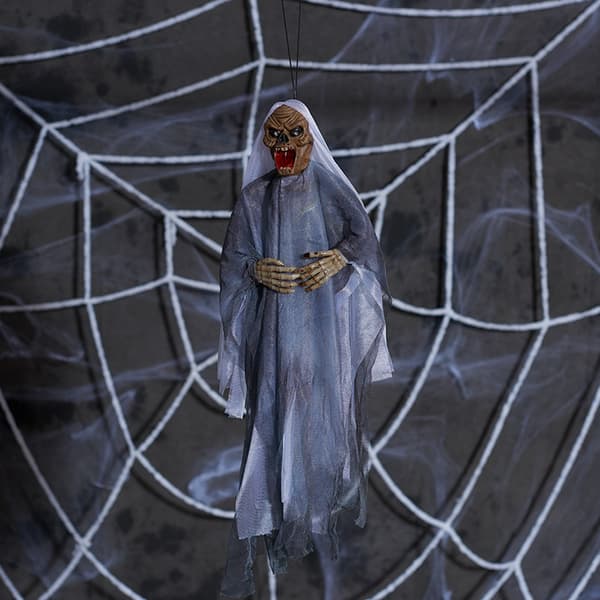 Halloween Hanged Ghost Witch Pendant Decoration Electric Skeleton Voice Control Hanged Ghost Props Horror Tricky Props