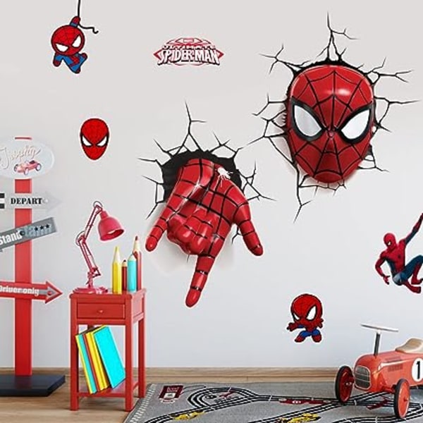 Spider Man 3D ødelagte veggklistremerker, barn og gutter 3D spider m