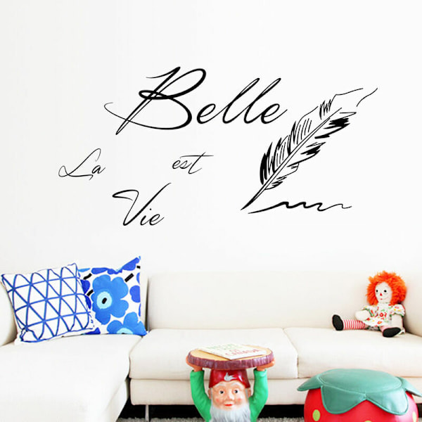 The letter & life is beautiful & quot veggklistremerker Kreativt fransk uttrykk Belle Living Stickers Walls Salon Decoration De La Maison 70x50cm