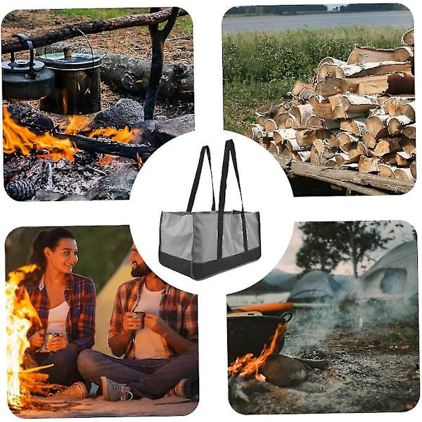Canvas Vedträdsförvaring Väska Vattentät Heavy Duty Tote Bag (Kaffebrun)
