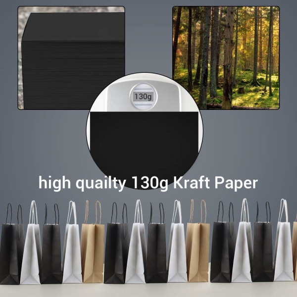25 stk sorte papirsposer med håndtag, 23×8×17