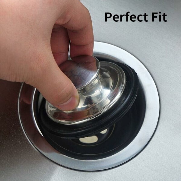 Paket med 3 diskbänkslock, köksstopp i rostfritt stål, 3,35\" bred stråle (85 mm) i diameter