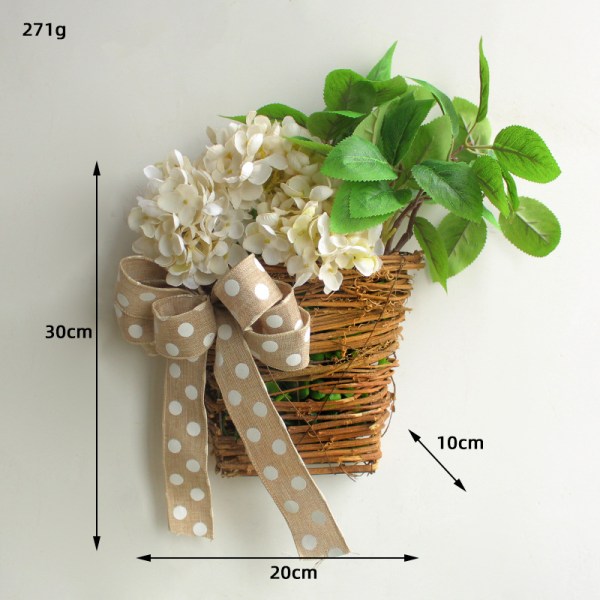 Hydrangea Baskets Wreath Flower Simulation Rattan Door Basket Door Hanging Decoration