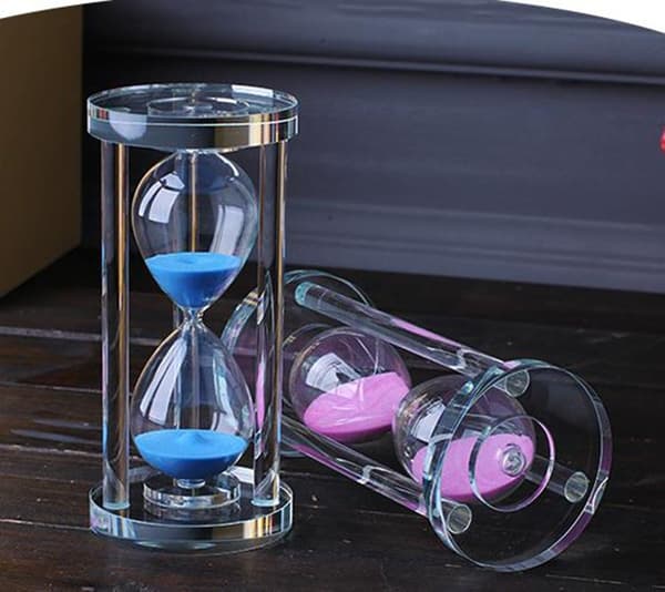 Transparent Krystal Timeglas Timeglas Ur, Kunsthåndværk i Glas, Dekoration, 15 Minutter / 30 Minutter / 60 Minutter (Pink, 60 Minutter)